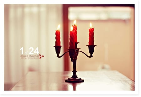 FIRST DAY OF DECEMBER - interior image, candlestand, still life, red candles