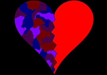 Torn But Healing - abstract, black, heart, purple, red, torn, broken, healing