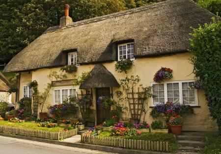 English Cottage - cottage, england, thatched roof, english cottage, charming, flowers, house