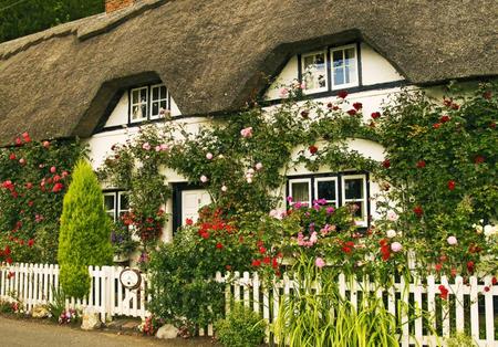 English Cottage Garden - house, garden, fence, english house, cottage