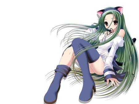 Neko Neko - neko, anime, anime girl, green hair, beaty, cosplay