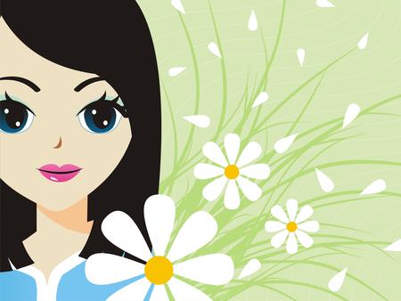 Girl and flowers - abstract, girl, flower