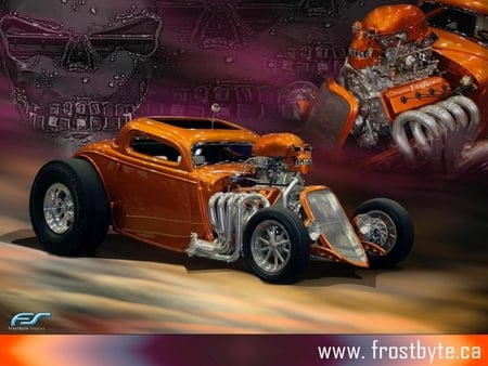 Orange Hotrod - hot rod, orange