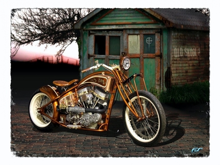 Old Motorcycle - brown, old