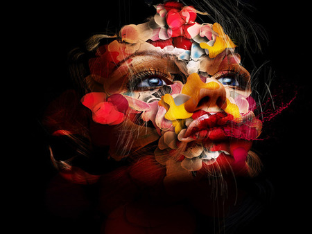 Art of the Digital Age - pieces, female, digital, flowery, face, art