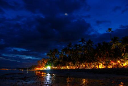 Lonely Night - clouds, beach, dark sky, hawaii, night, ocean, sky