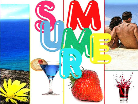 Summer Wallpaper - water, yellow, summer, blue, beach, sea, flower, pink, cocatil, juice, sky, wallpaper