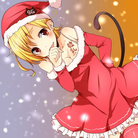 cute snatas litel helper - tail, winter, santas litel helper, girl