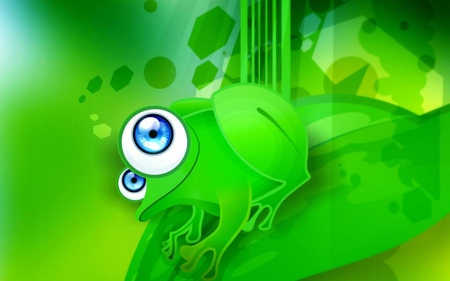 CUTE GREEN - cartoon, fog, blue, cute, eyes