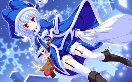 Melis - whirlpool, sexy, girl, braids, anime girl, kawai, christmas, mikagami mamizu, anime, melis, cute, lunaris filia