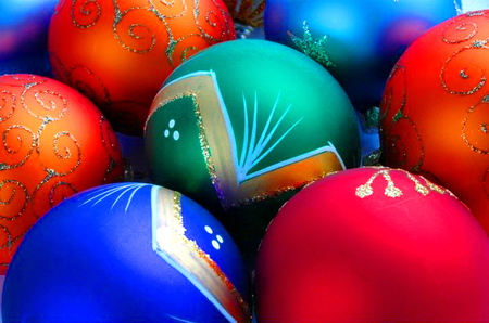 Colors - red, balls, decorations, orange, colors, blue, christmas, green