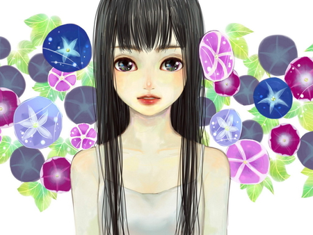 Anime girl - doll, flower, anime, girl