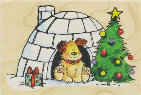 a christmas doggy - igloo, gift, x mas, dog, tree