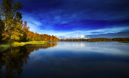 Autumn_Blues - river, trees, nature, blue, autumn, sky