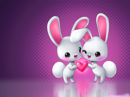 Bunnies - rabbits, love, bunnies, pink, heart