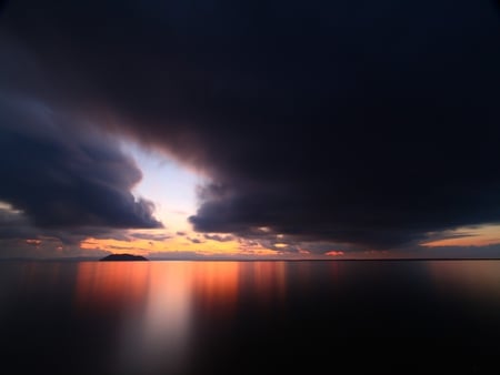 sunset - clouds, sunset, beautiful, sea, ocean, sun