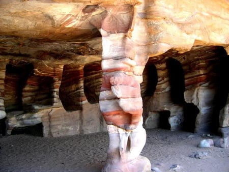 Layers of Sandstone, Petra Tomb, Jordon - caves, layers, sandstone, tomb