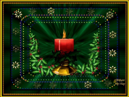 CHRISTMAS IN GREEN - christmas, red, green, candle, flame