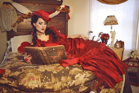 ruby romance - red, pretty, nice, lovely, woman, dress