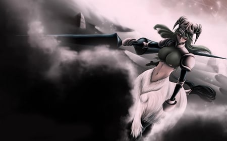 The Centaur - anime, centaur, eye, tail, horns, stunning, mask, bleach, hd, face, action, desert, hot, girl, hair, cg, fantasy, skeleton, skeleton mask, sexy