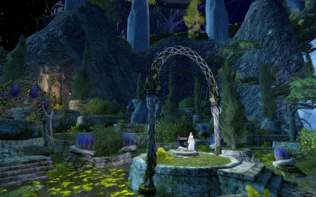 Elf Garden - elf, flowers, statues, garden