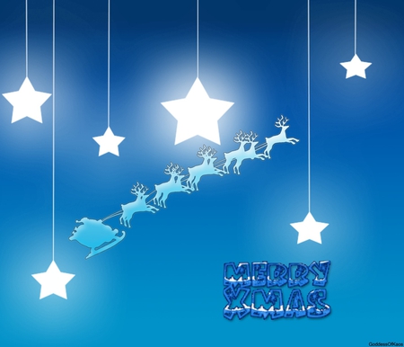 Blue Xmas - santa, star, stars, xmas, blue, christmas