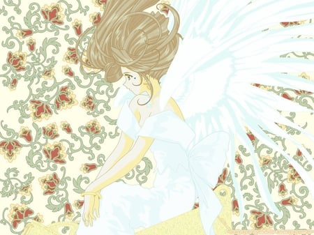 Cultured Goddess - beldandy, ah my goddess, wings, culture, wallpaper, goddess, pure, white, anime, flowers