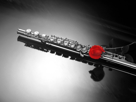 â™¥Fluteâ™¥ - flute, love, melody, music, songs, instrument, notes, rose