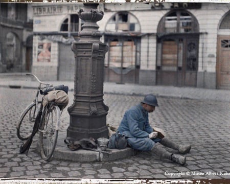 French WW I Soldier Resting - soldier, france, ww i, military