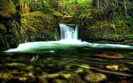 Teepee Falls - lush, cascade, beautiful, green, hdr, landscape, rich, washington