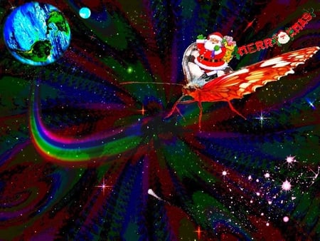 MERRY CHRISTMAS - planets, stars, joyeux noel, santa claus, galaxies, space, 2012, christmas, butterfly, merry christmas, noel