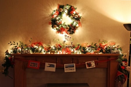 Fireplace - house, fireplace, mantle, christmas