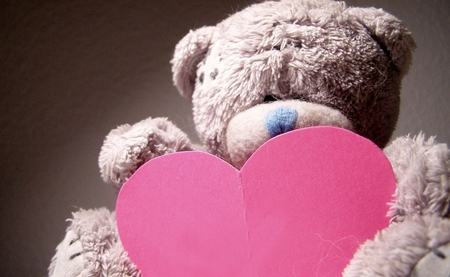 Bear Heart (for John- Jerry46) - hug, nice, plush, fluffy, heart, pic, image, stuff animal, teddy-bear, cute, foryou, bear, wallpaper, picture, wall, pink, sweet, teddy