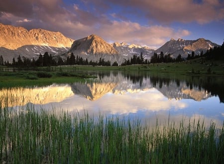 Reflection in Lake - picture, beautiful, in lake, mountains, reflection