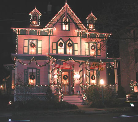 beautiful christmas decorated home - decorated, architecture, home, beautiful