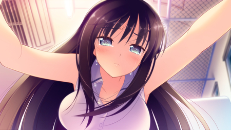 Stay with Me - beauty, game, shinsei shite, girl, cg art, wall, new