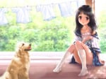 Anime girl with her dog