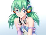 Anime girl listening music