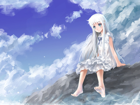 Looking the future - cloud, doll, fantasy, anime, girl