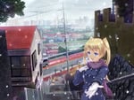 Anime girl looking the city