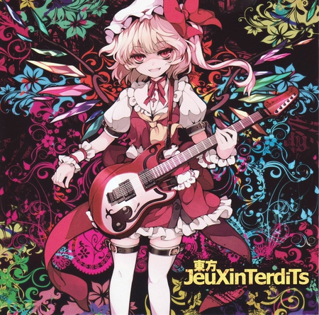 Jeux Interdits - minami, guitar, music, colorful, anime girl, vampire, scarlet, zun, touhou, flandre, anime, rock, flan, heavy metal, iosys, shrine maiden project, succubus