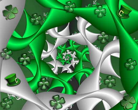 Abstract Shamrock's - white, shamrock, abstract, green