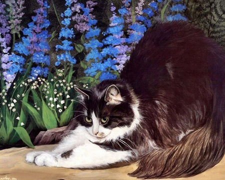 Persis Clayton Weirs - flower, persis clayton weirs, kitten, cat, painting, art