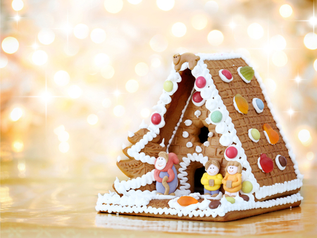 Gingerbread House - pretty, magic, gingerbread house, holiday, magic christmas, merry christmas, xmas, houses, house, gingerbread, bokeh, happy new year, beautiful, photography, beauty, colors, lovely, sweet, christmas, new year, cookies, cute, happy holidays