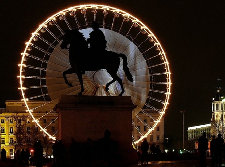 Big Wheel - at night, picture, beautiful, big, wheel