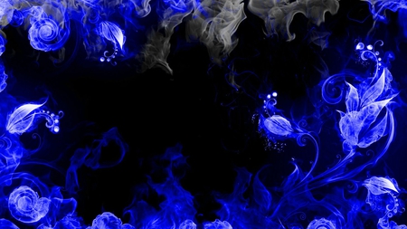 Blue Smoke - curly, black, blue, smoke, smokey