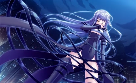 Amatsu Kanata - amatsu kanata, female, girl, night, long hair, ninja, anime