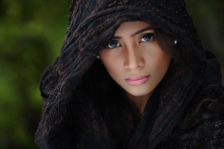 Mysterious Beauty - beauty, black, mysterious, eyes