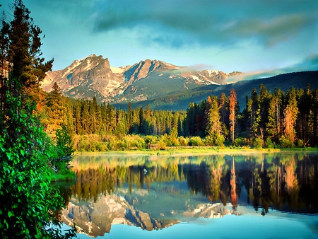 Mountain reflection - nature, sutumn, summer, lake, reflection, mountain