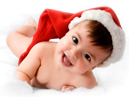 sweet smile - christmas, smile, red, cap, baby